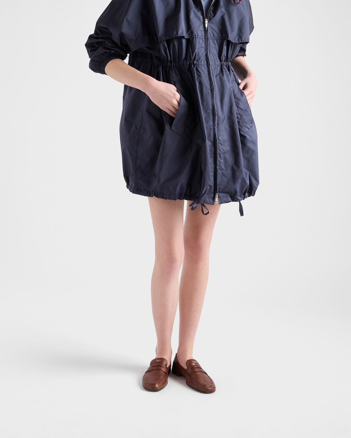 Imperméable à capuche en Re-Nylon léger - Bleu