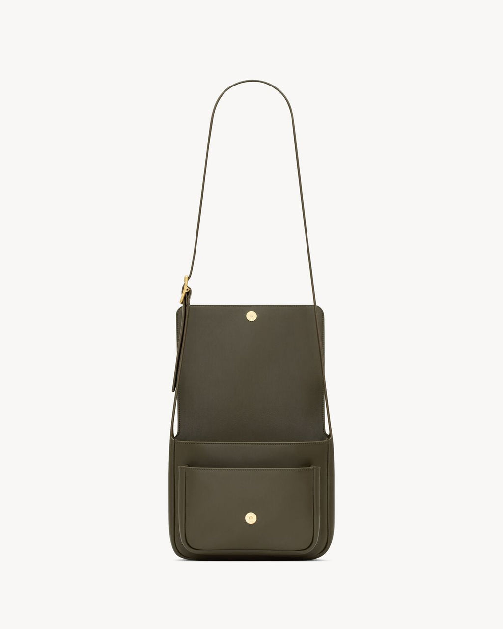 NIKI LEATHER MESSENGER BAG - LIGHT MUSK
