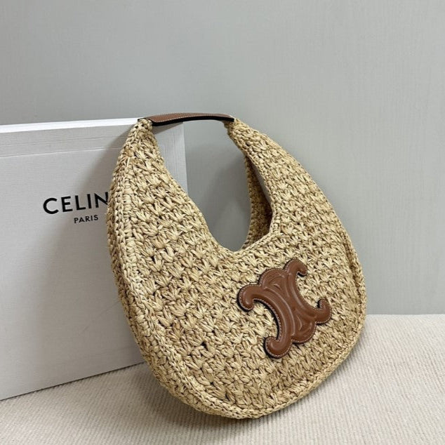 Céline - HOBO BAG IN Raffia and Calfskin