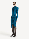 Robe drapée en jersey fluide - Bleu