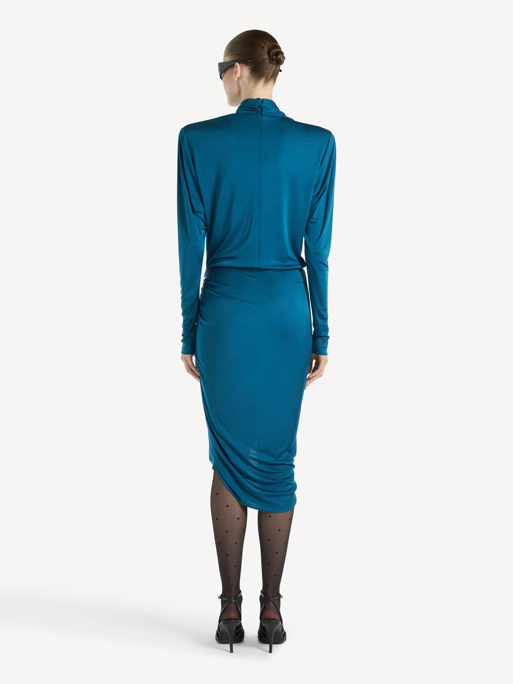 Robe drapée en jersey fluide - Bleu