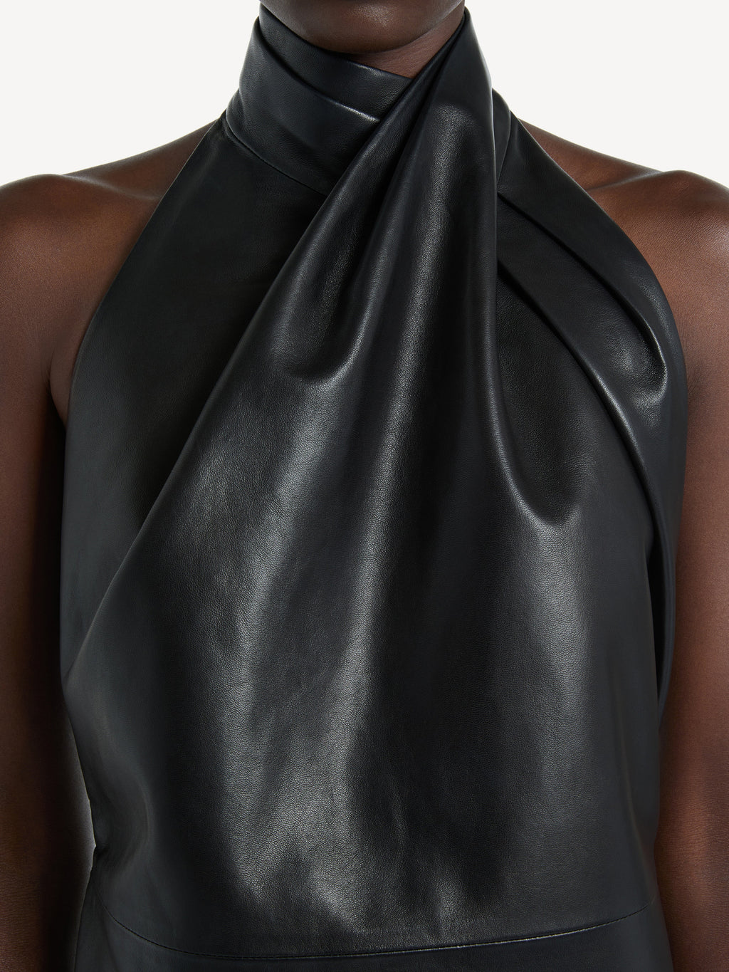 Robe dos-nu en cuir d'agneau - Noir