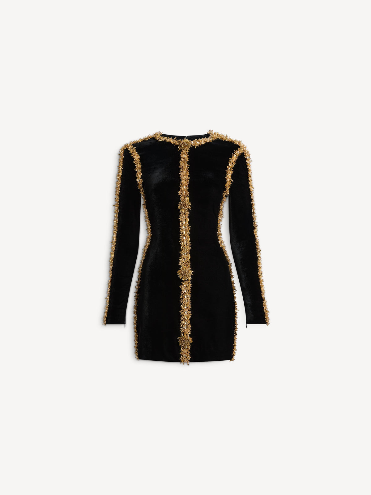 Robe à galon brodé en velours - Noir