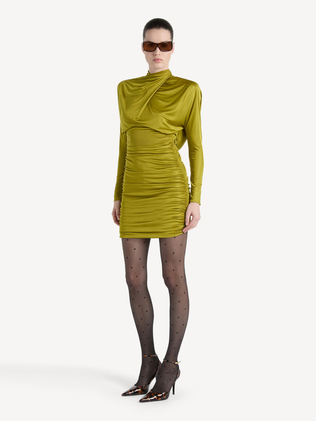 Robe drapée en jersey fluide - Vert