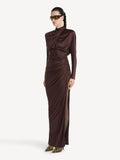 Robe longue en jersey fluide - Marron