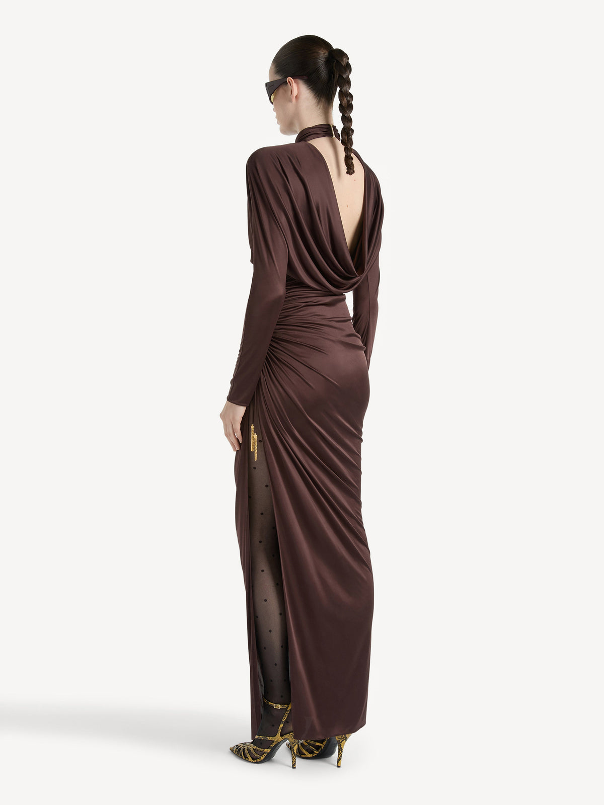 Robe longue en jersey fluide - Marron