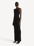 Robe longue brodée en jersey Milano - Noir