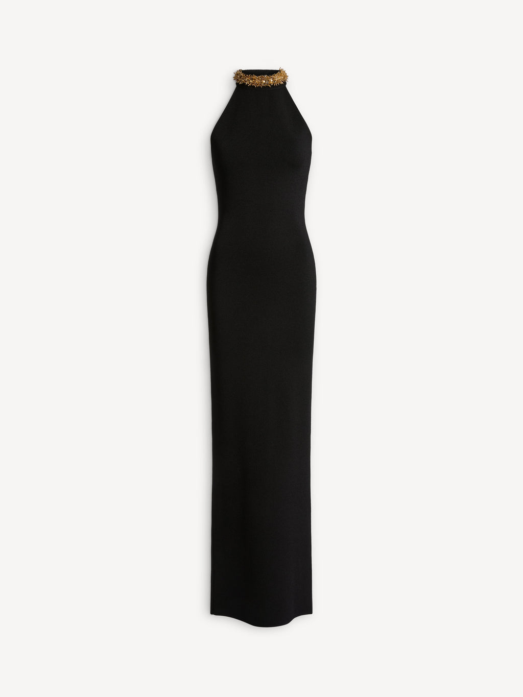 Robe longue brodée en jersey Milano - Noir