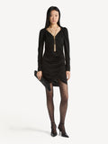 Robe drapée en jersey fluide - Noir