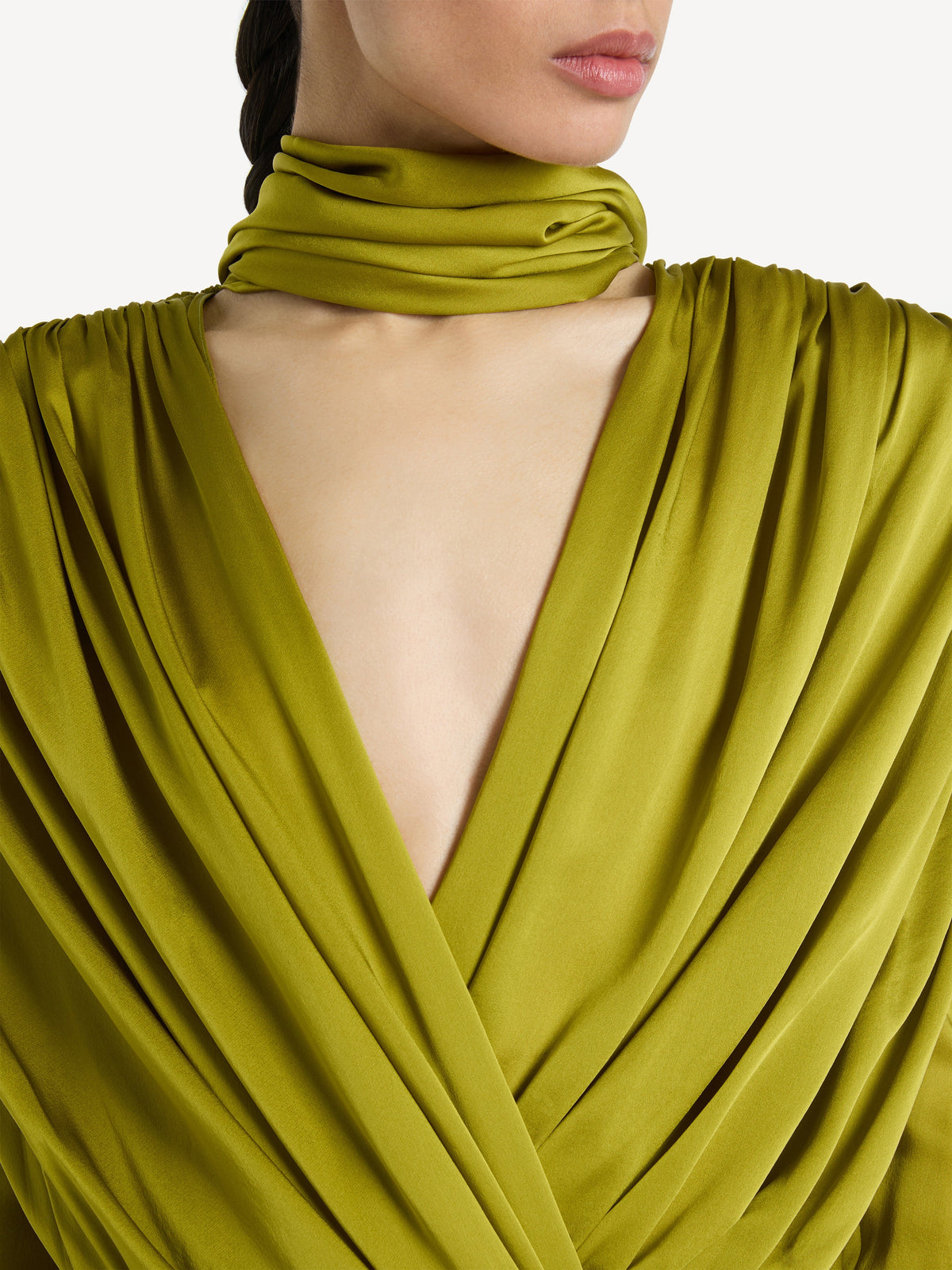 Robe longue en soie charmeuse - Vert
