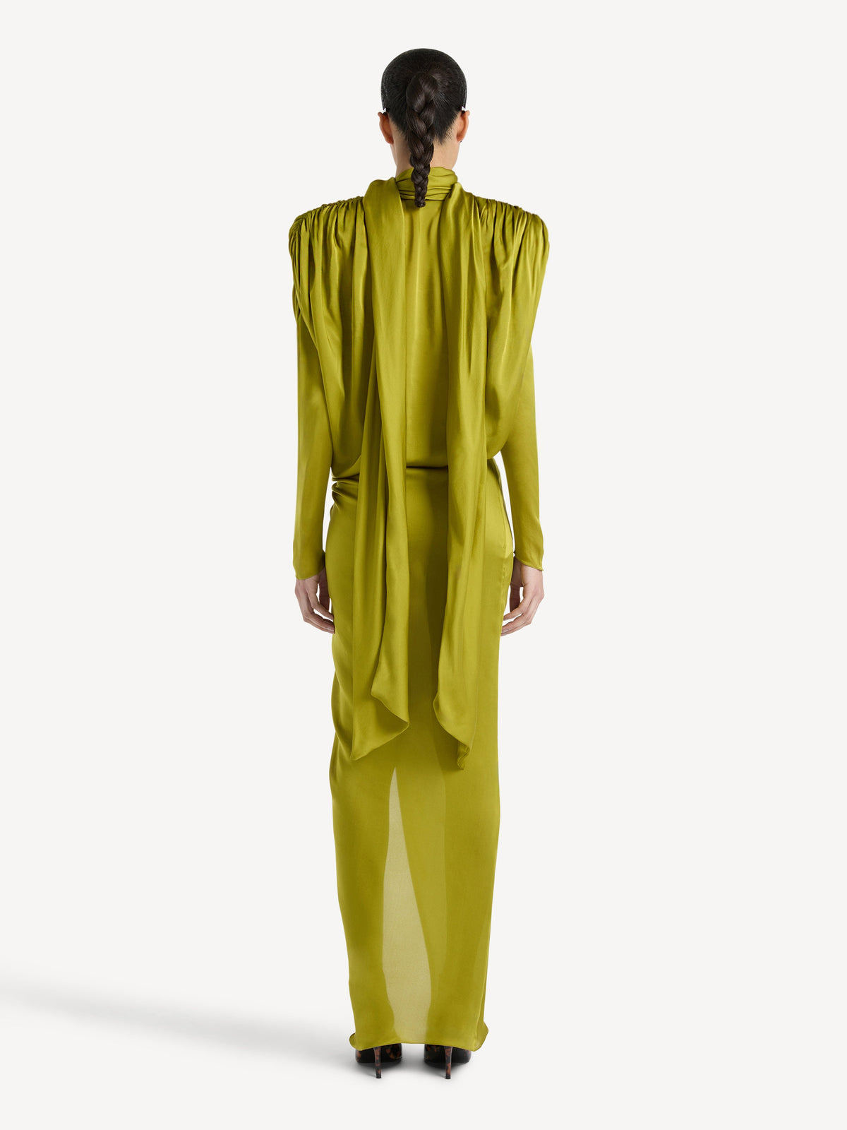 Robe longue en soie charmeuse - Vert