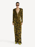 Robe longue en jacquard velours - Multicolore