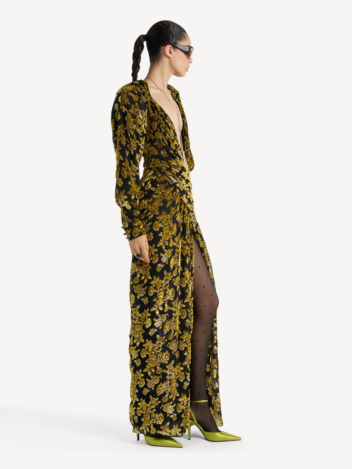 Robe longue en jacquard velours - Multicolore