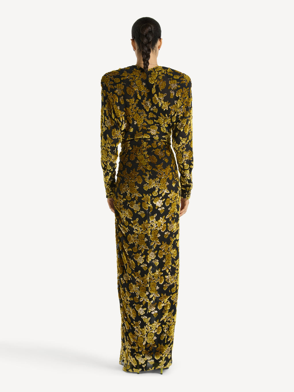 Robe longue en jacquard velours - Multicolore