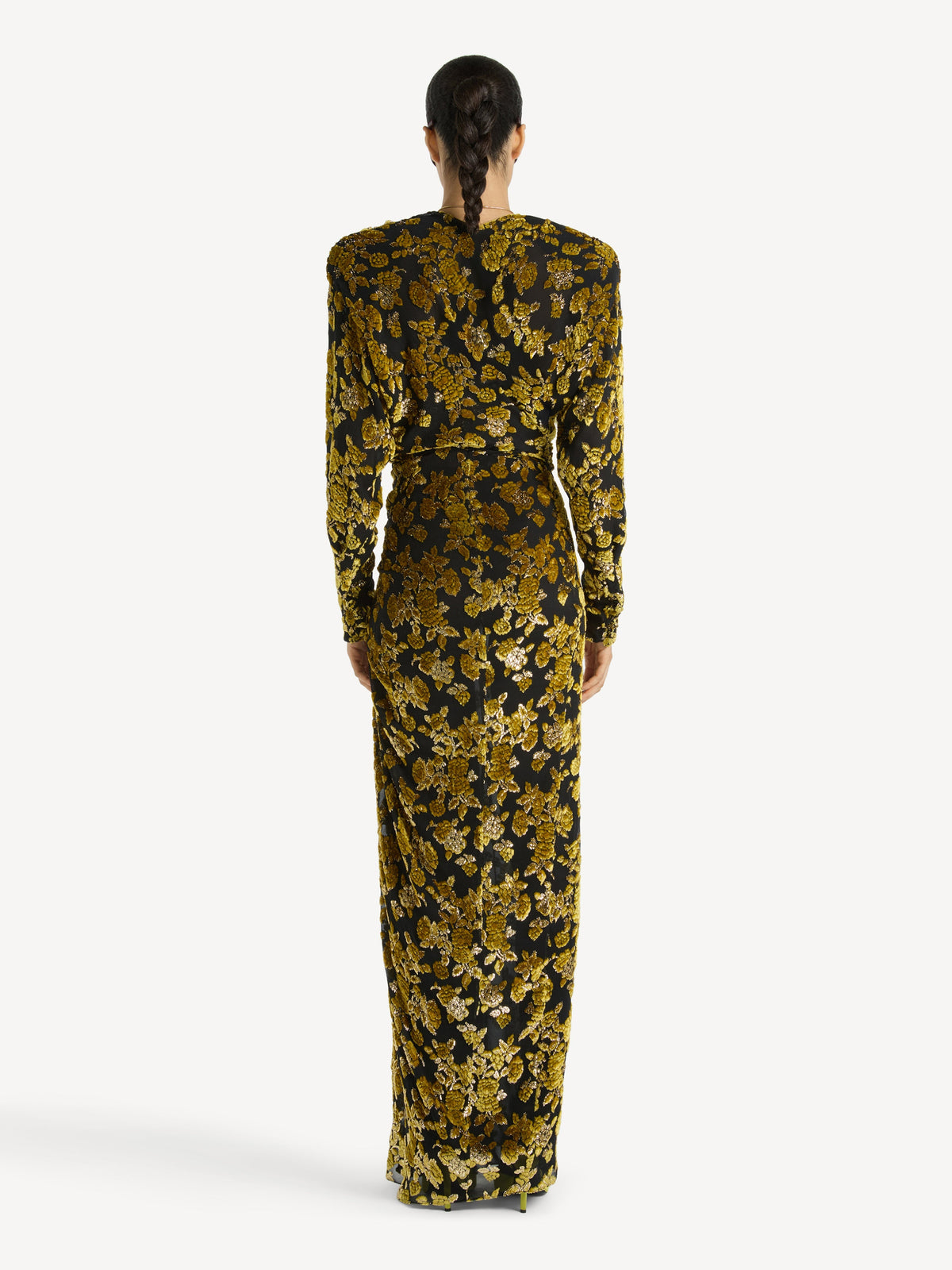 Robe longue en jacquard velours - Multicolore