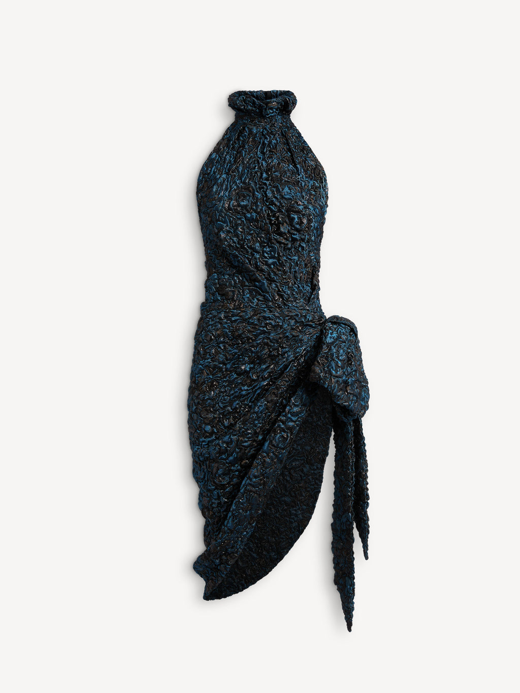 Robe drapée en jacquard cloqué - Bleu
