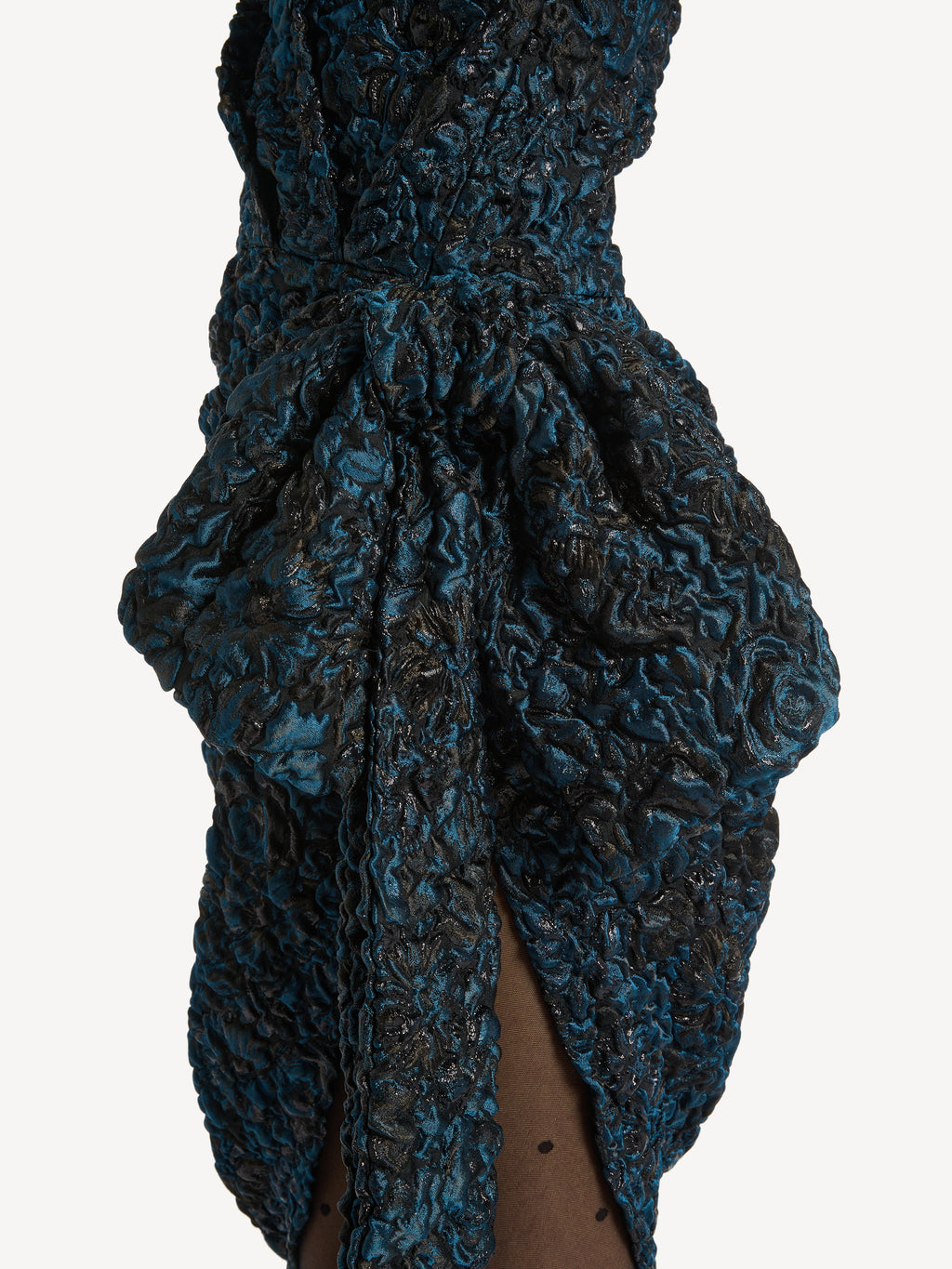 Robe drapée en jacquard cloqué - Bleu