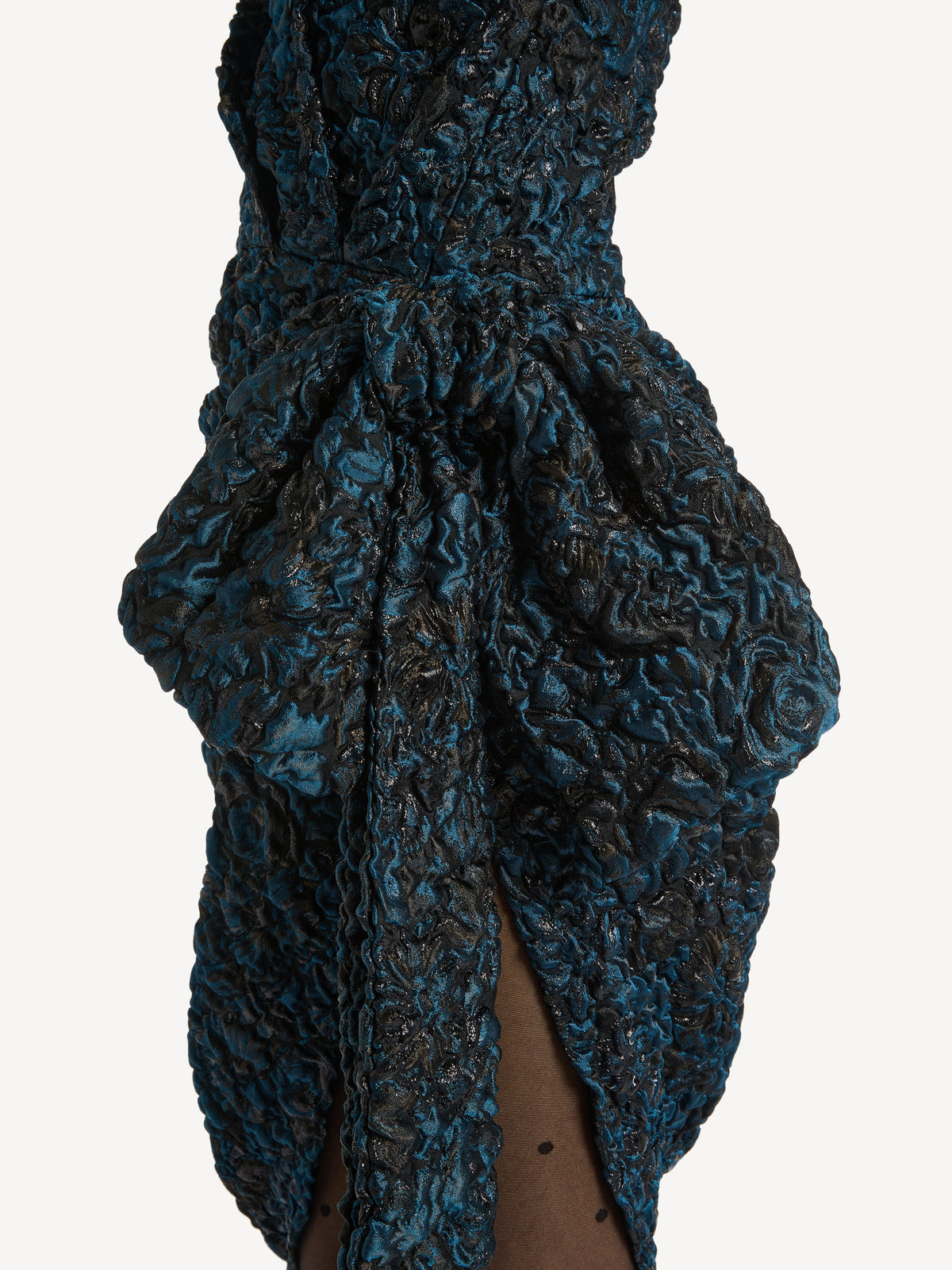 Robe drapée en jacquard cloqué - Bleu