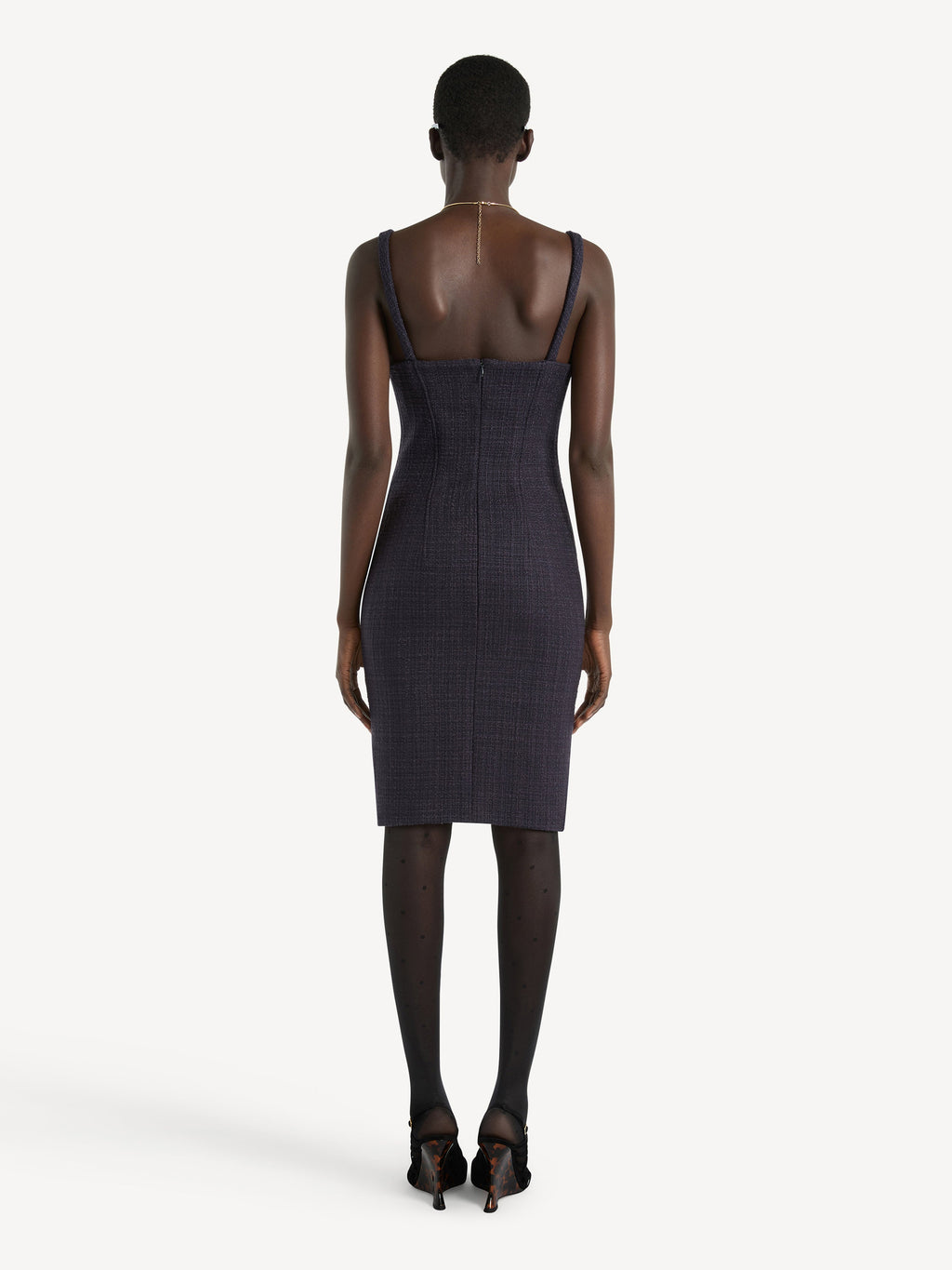 Robe à fines bretelles en tweed - Bleu