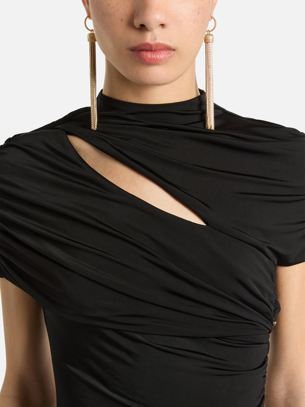 Robe bodycon drapée en jersey - Noir