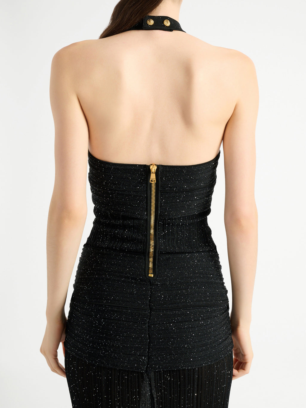 Robe longue en maille Fléchage - Noir