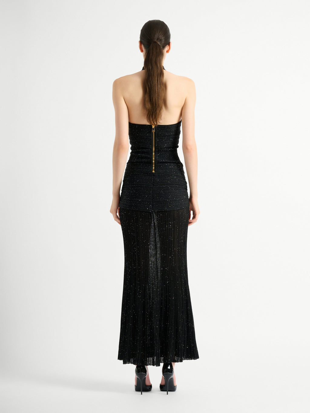 Robe longue en maille Fléchage - Noir