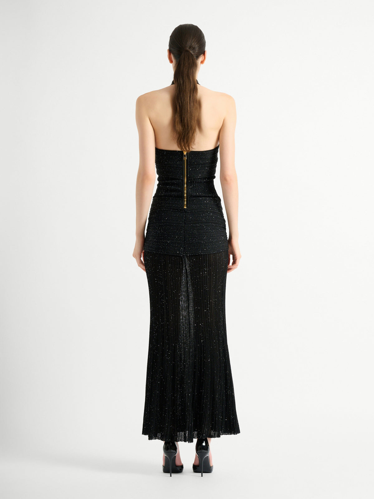 Robe longue en maille Fléchage - Noir