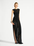 Robe longue drapée en viscose - Noir