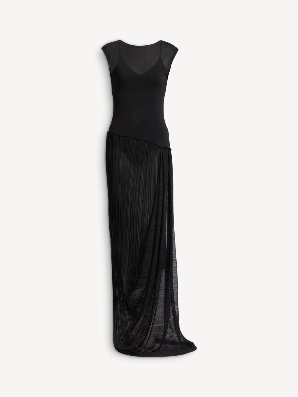 Robe longue drapée en viscose - Noir