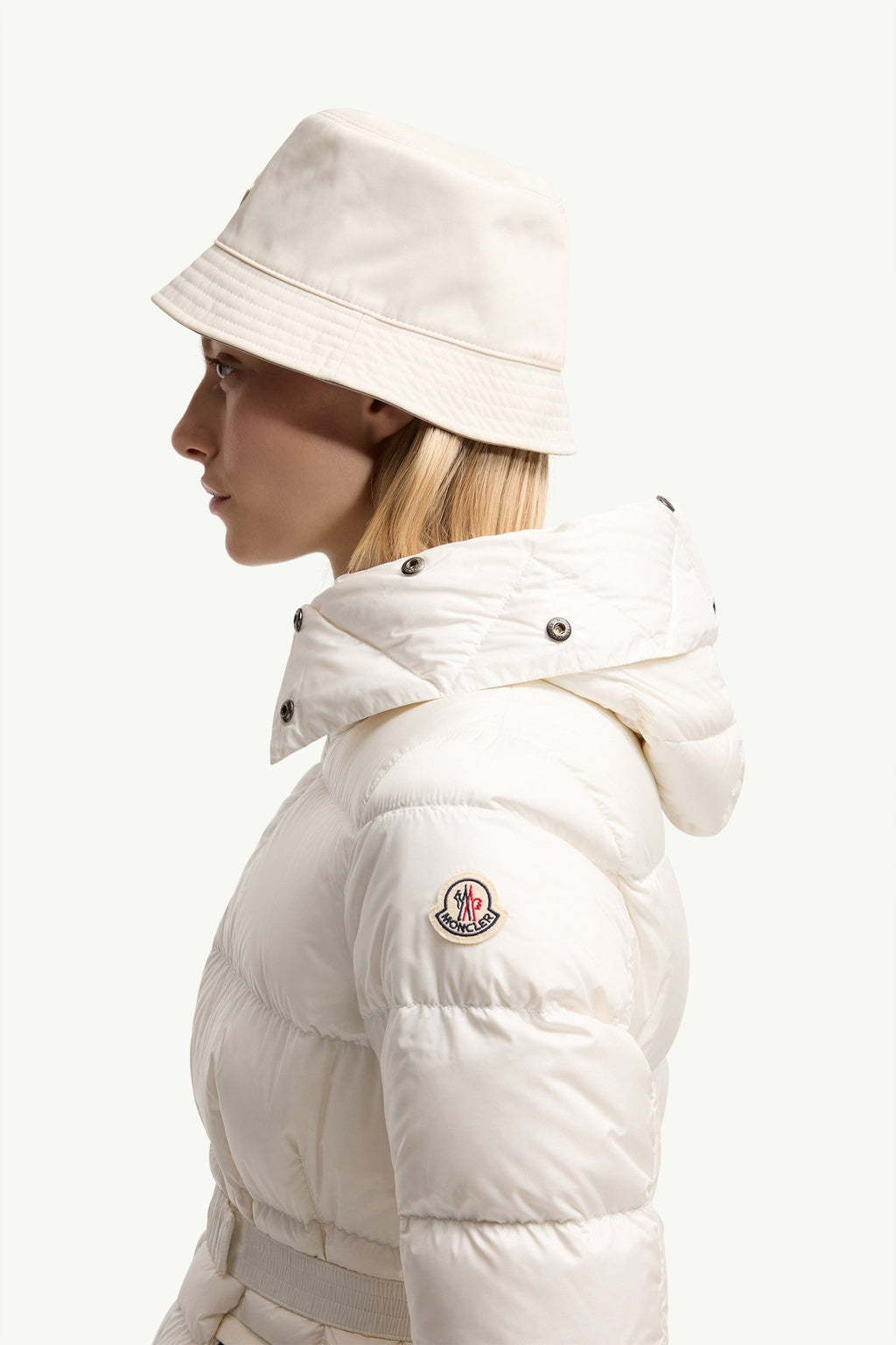 Doudoune courte à capuche bordée de shearling Boed - Blanc