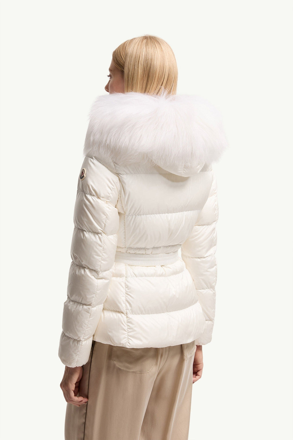 Doudoune courte à capuche bordée de shearling Boed - Blanc