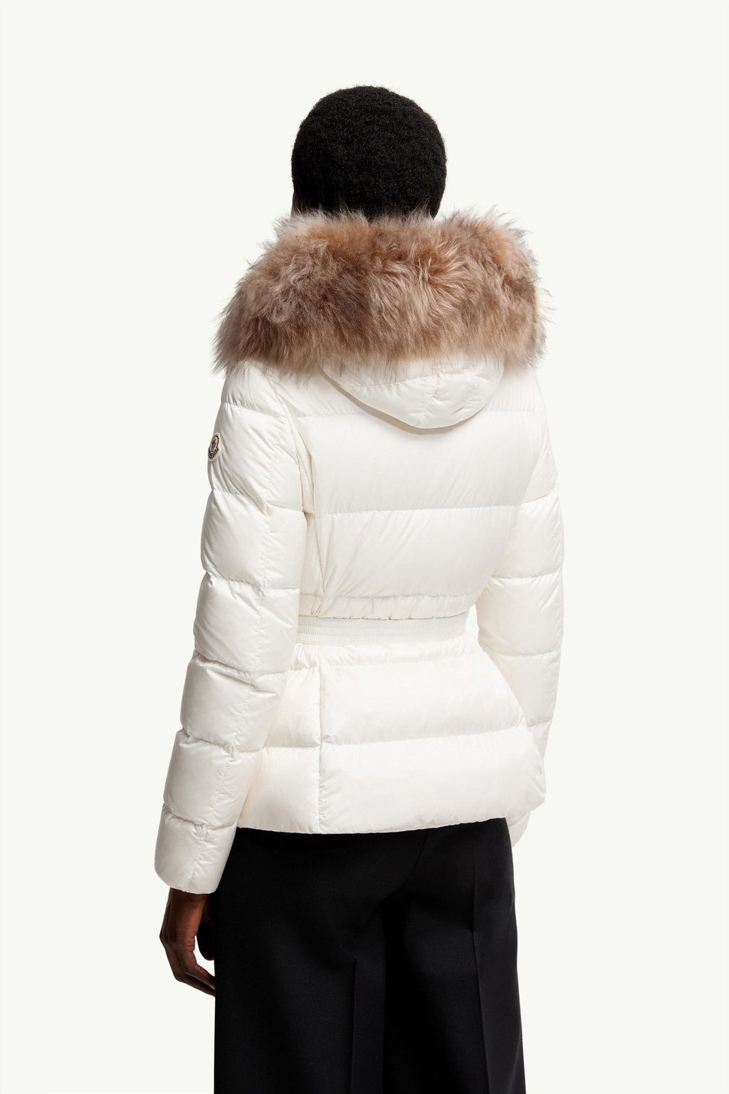 Doudoune courte à capuche bordée de shearling Boed - Blanc et Beige