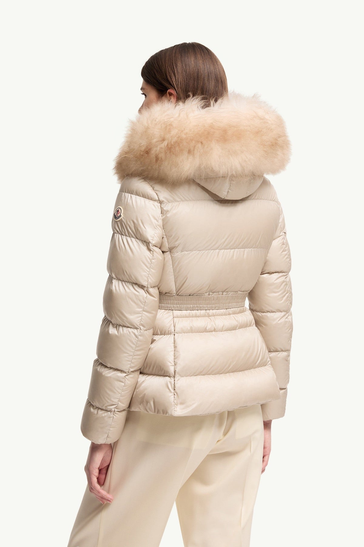 Doudoune courte à capuche bordée de shearling Boed - Beige Clair