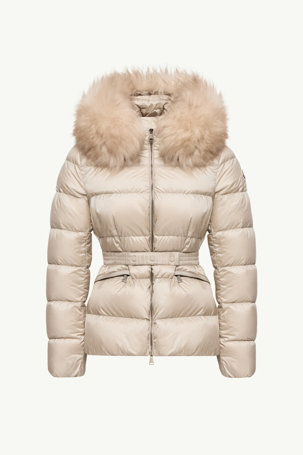 Doudoune courte à capuche bordée de shearling Boed - Beige Clair