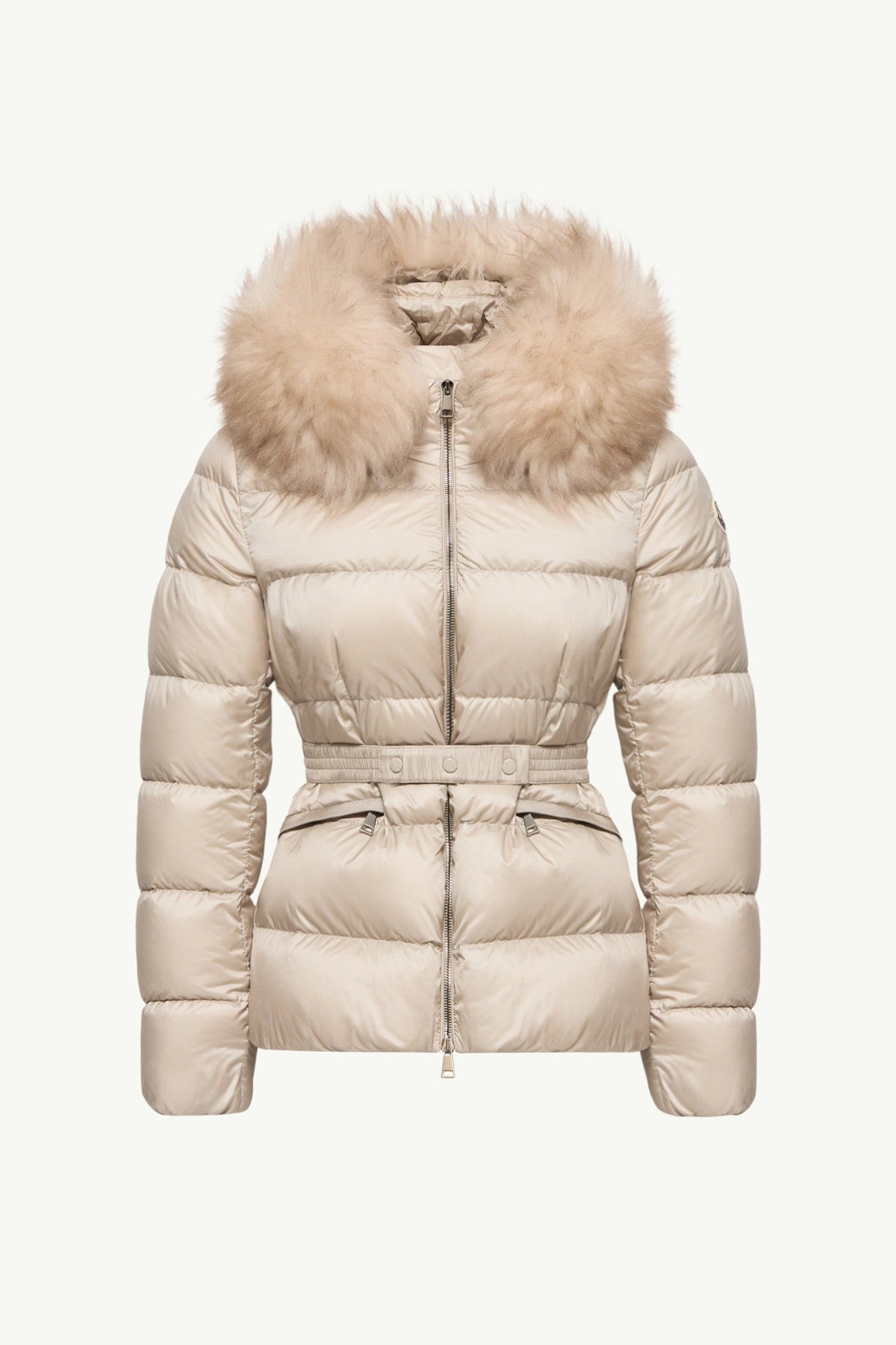 Doudoune courte à capuche bordée de shearling Boed - Beige Clair