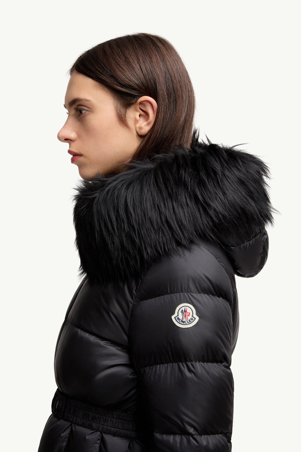 Doudoune courte à capuche bordée de shearling Boed - Noir