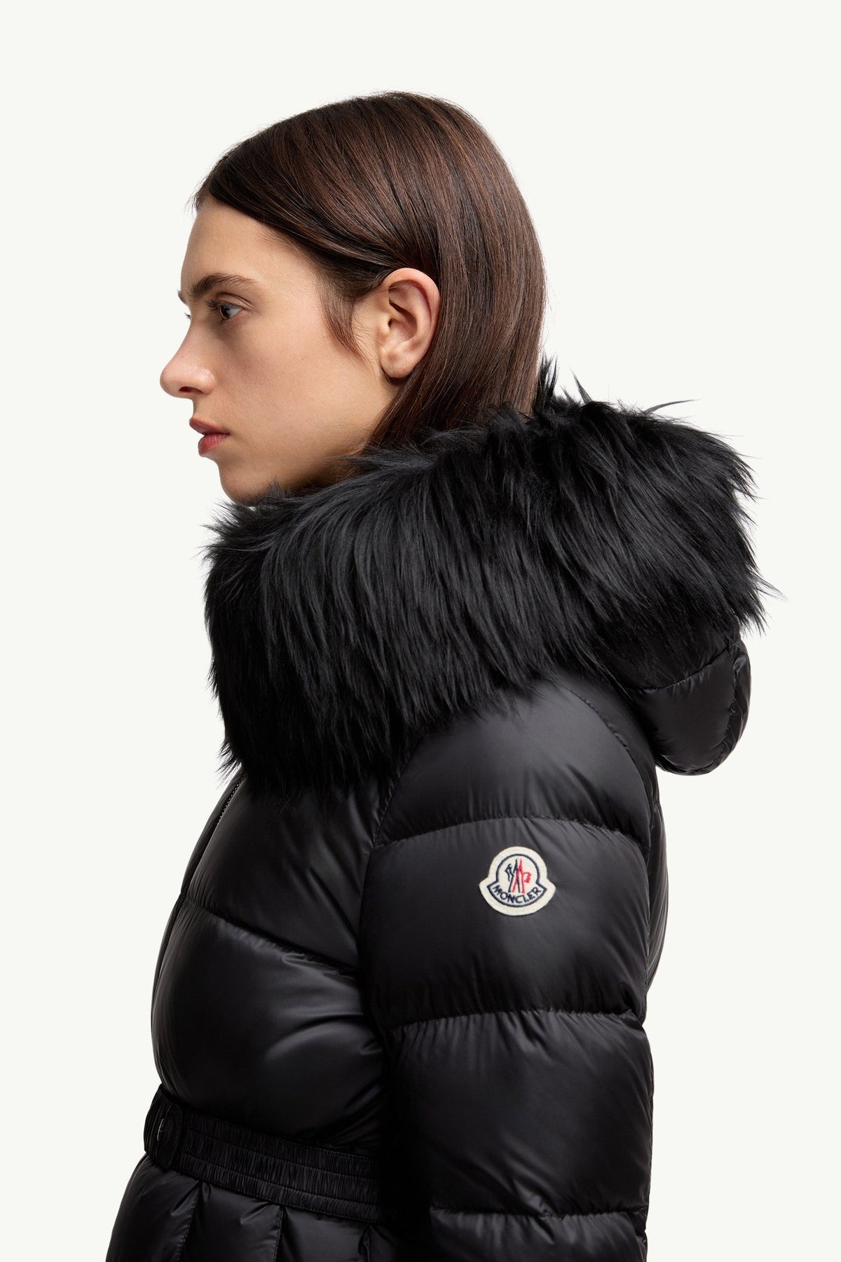 Doudoune courte à capuche bordée de shearling Boed - Noir