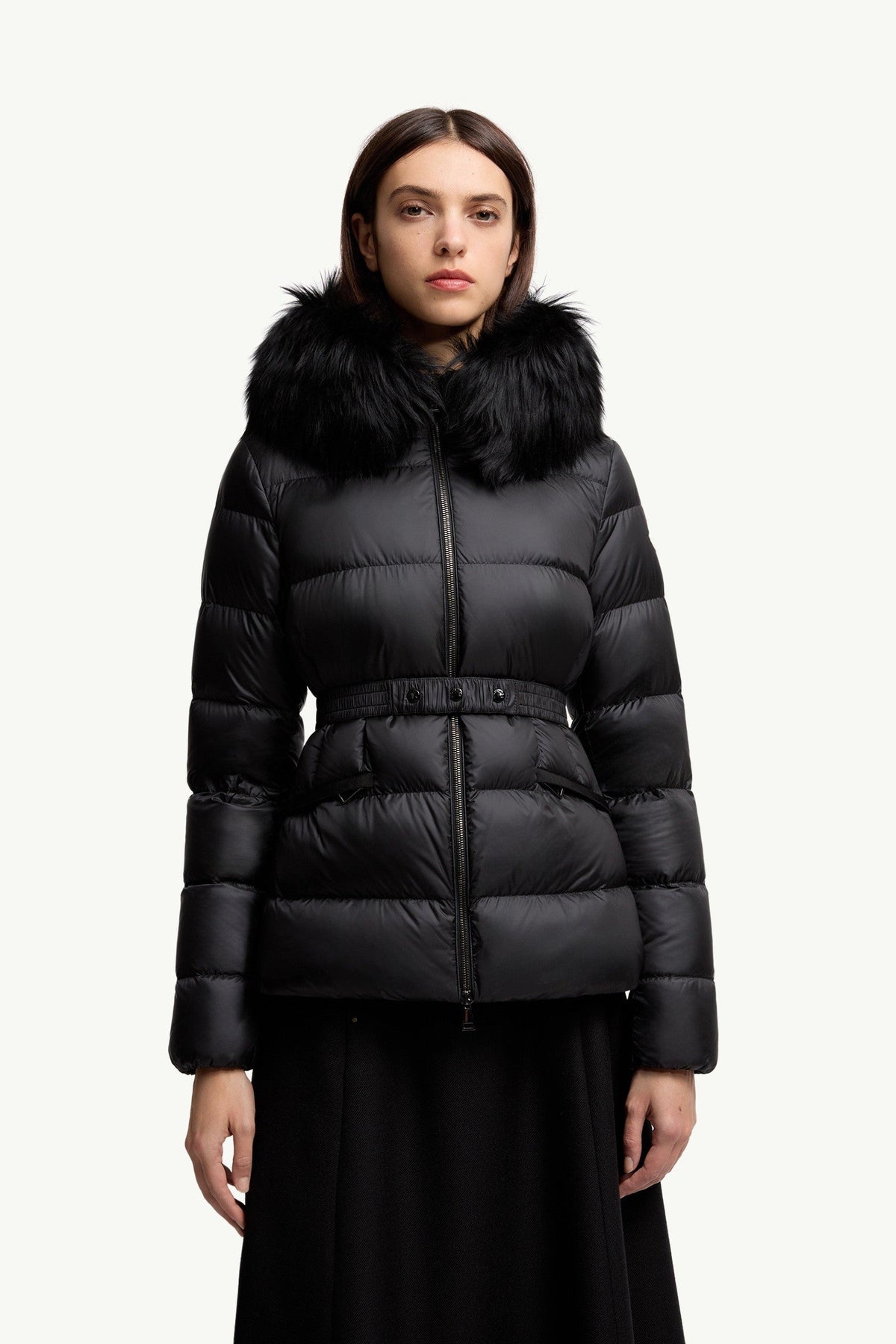 Doudoune courte à capuche bordée de shearling Boed - Noir