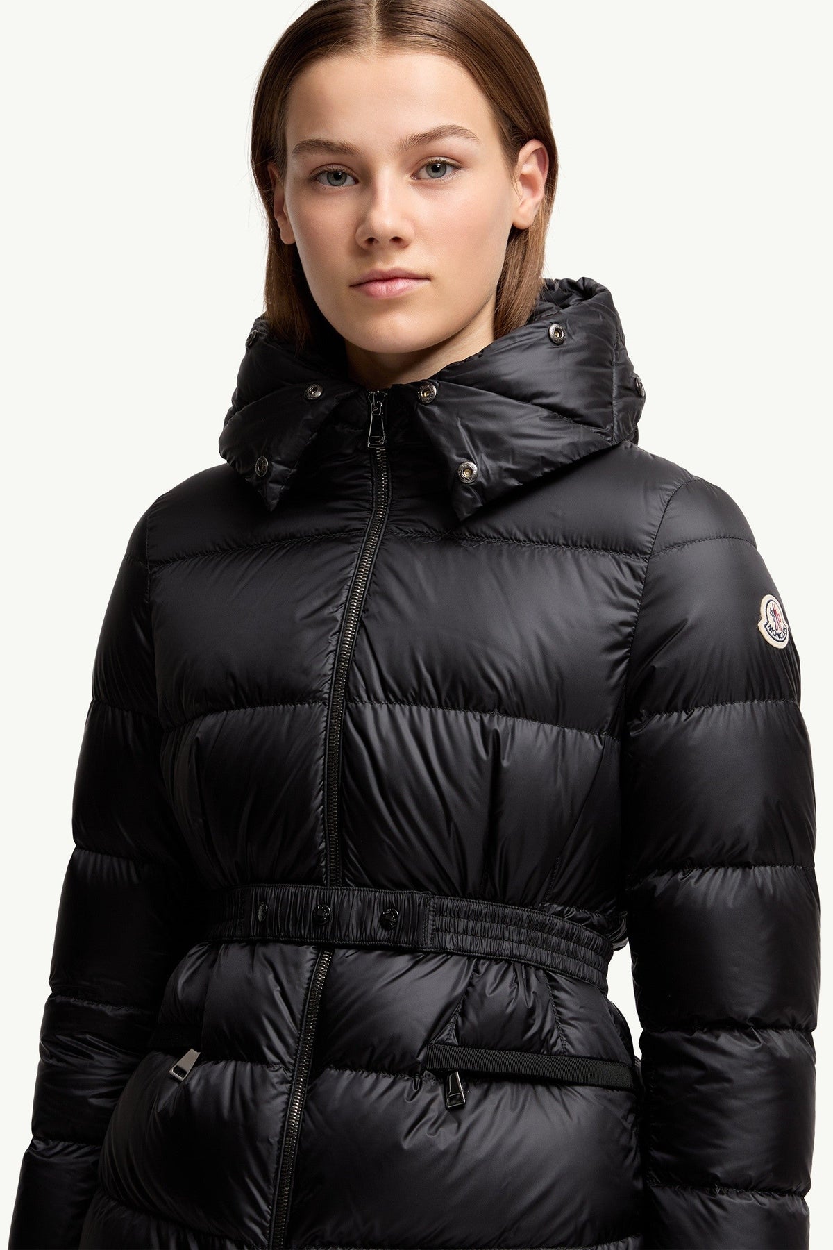 Doudoune courte à capuche bordée de shearling Boed - Noir & Beige