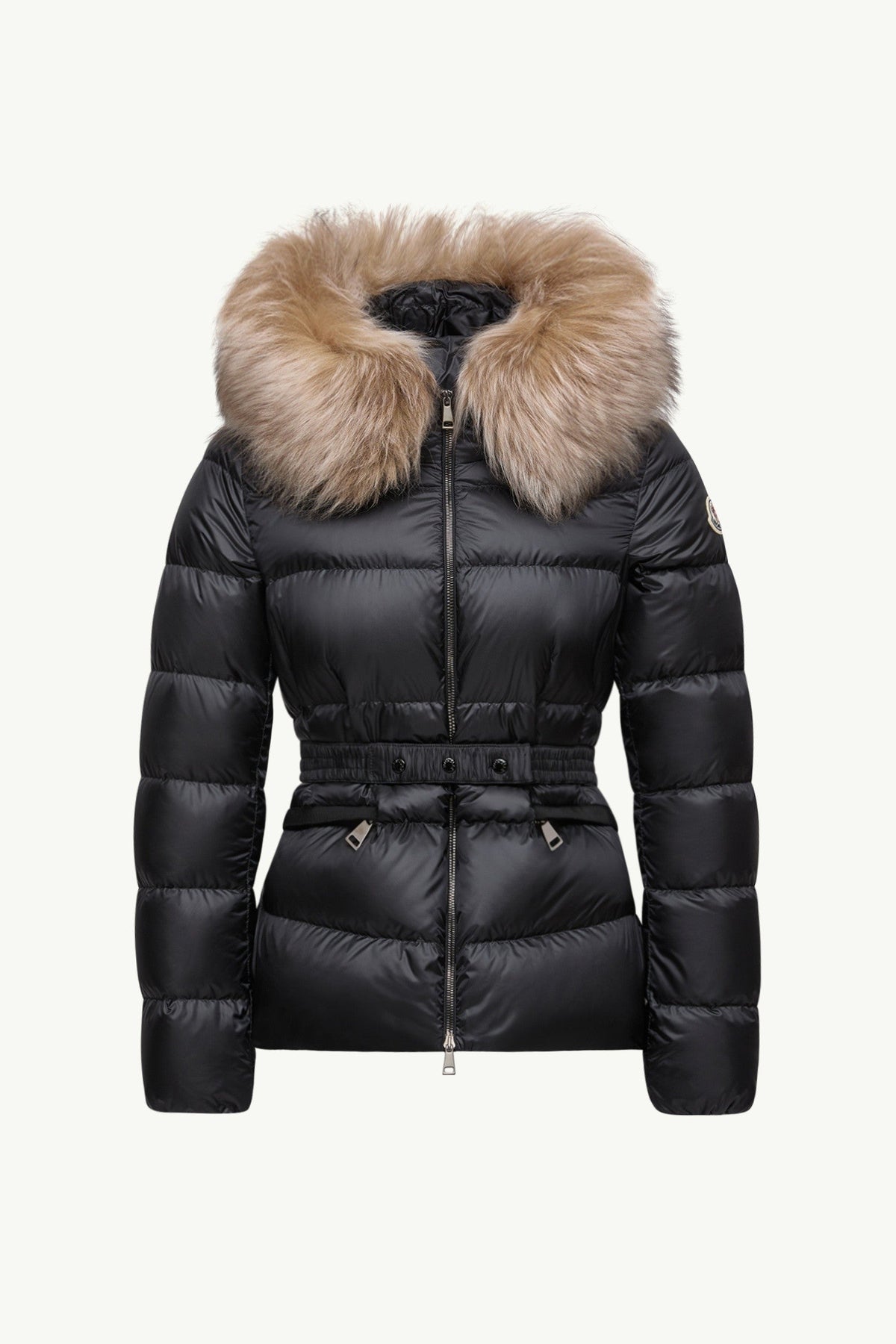 Doudoune courte à capuche bordée de shearling Boed - Noir & Beige