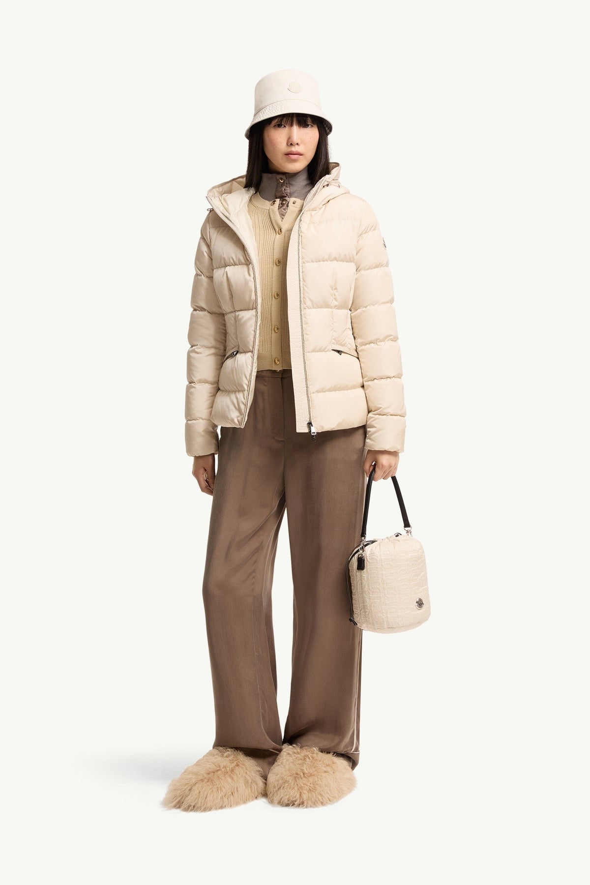 Doudoune courte à capuche Avoce - Beige