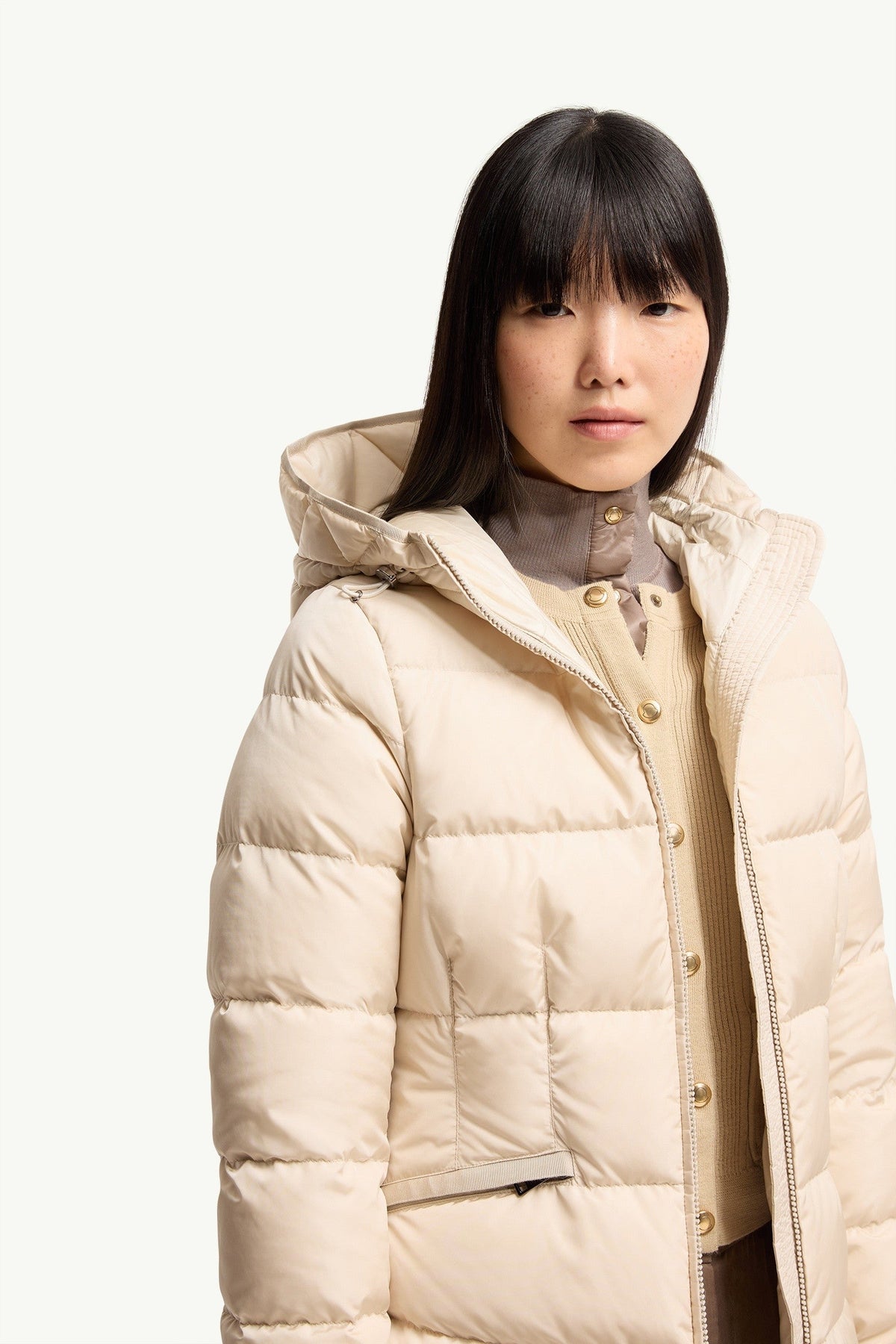 Doudoune courte à capuche Avoce - Beige