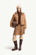 Doudoune courte à capuche en teddy Alpestre - Beige