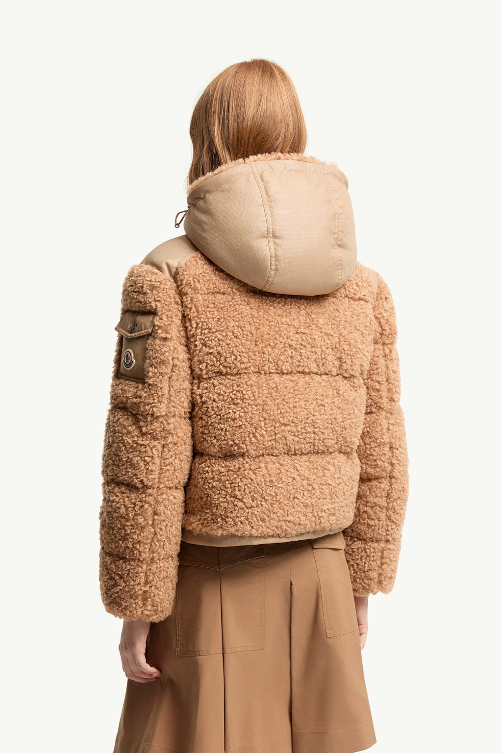 Doudoune courte à capuche en teddy Alpestre - Beige