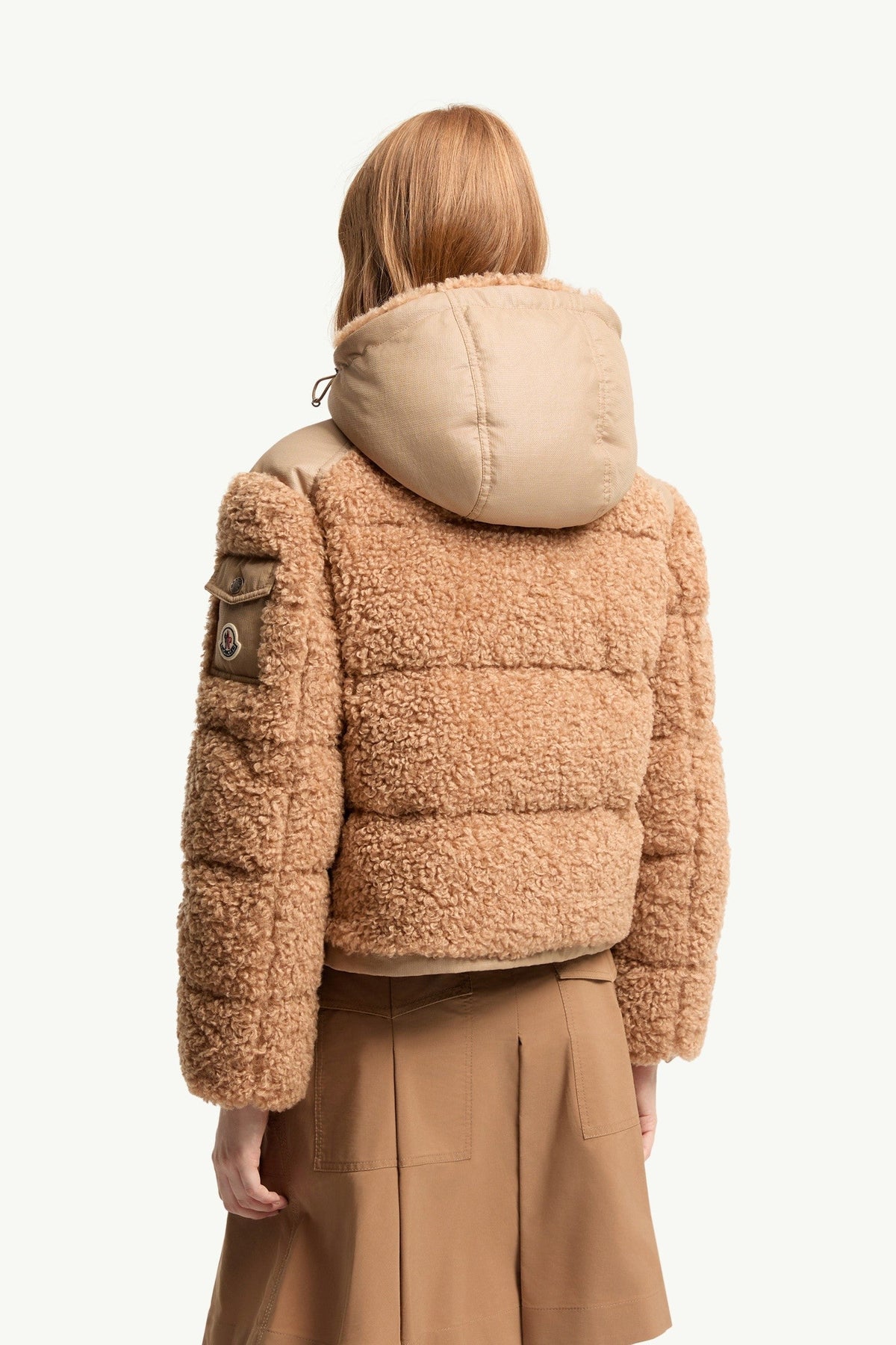Doudoune courte à capuche en teddy Alpestre - Beige