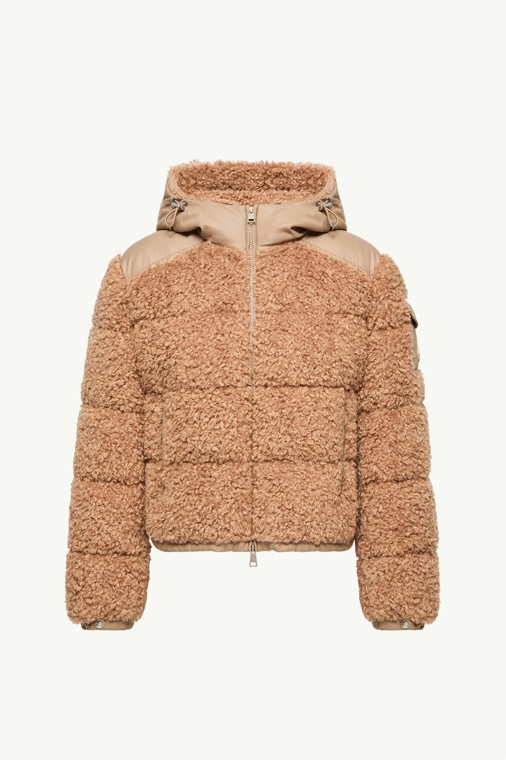 Doudoune courte à capuche en teddy Alpestre - Beige