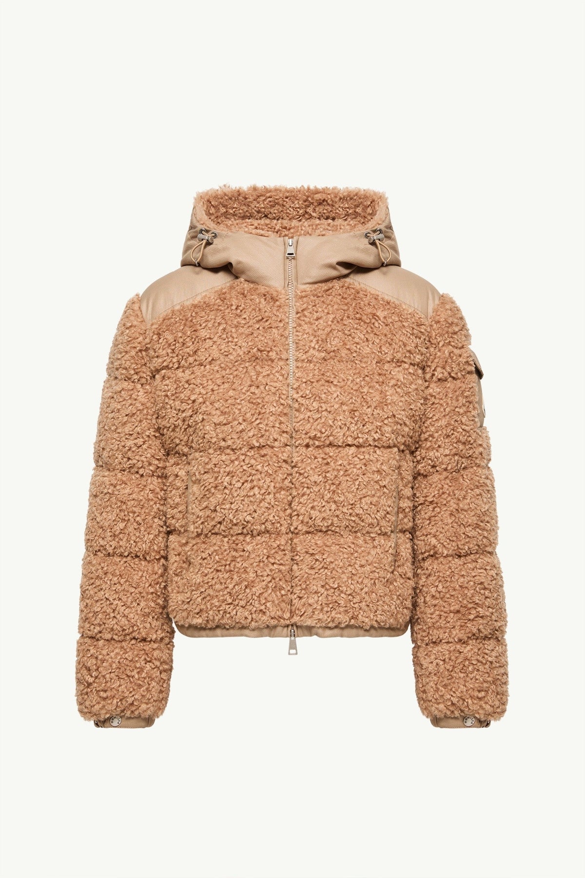 Doudoune courte à capuche en teddy Alpestre - Beige
