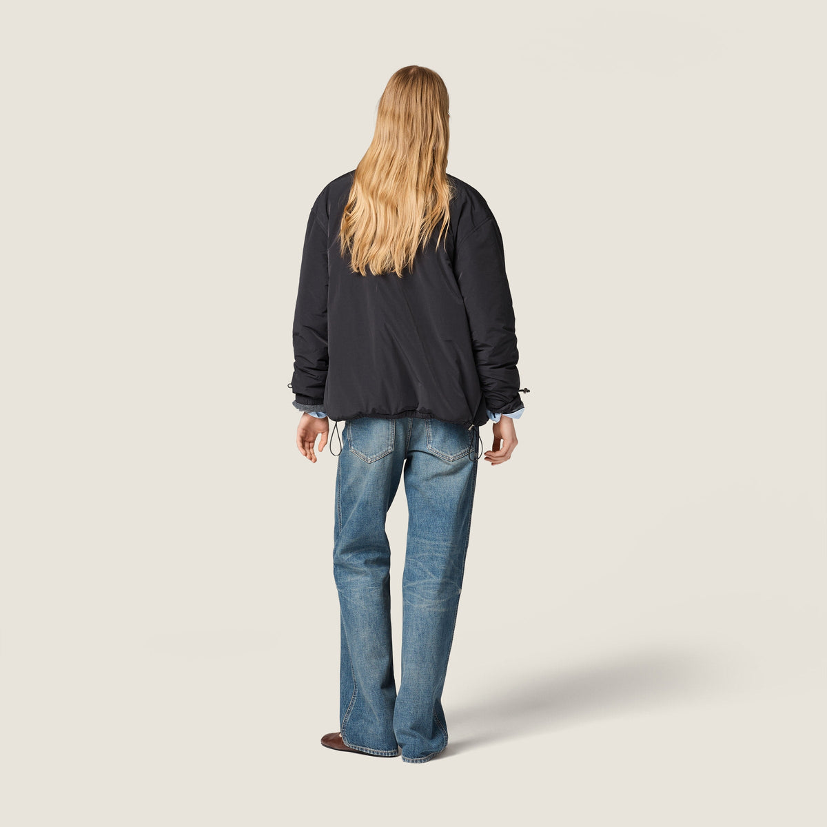 Veste en pongé et en molleton - Noir
