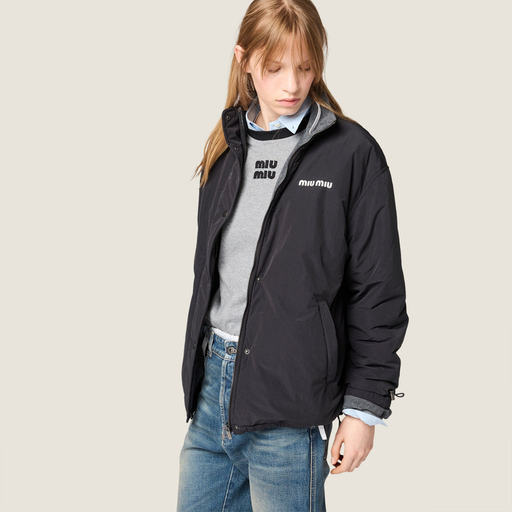 Veste en pongé et en molleton - Noir