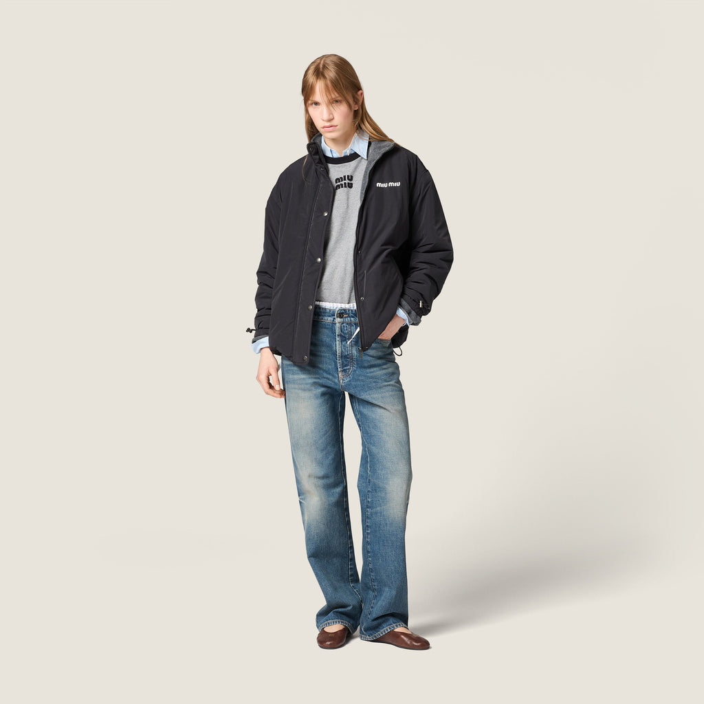 Veste en pongé et en molleton - Noir